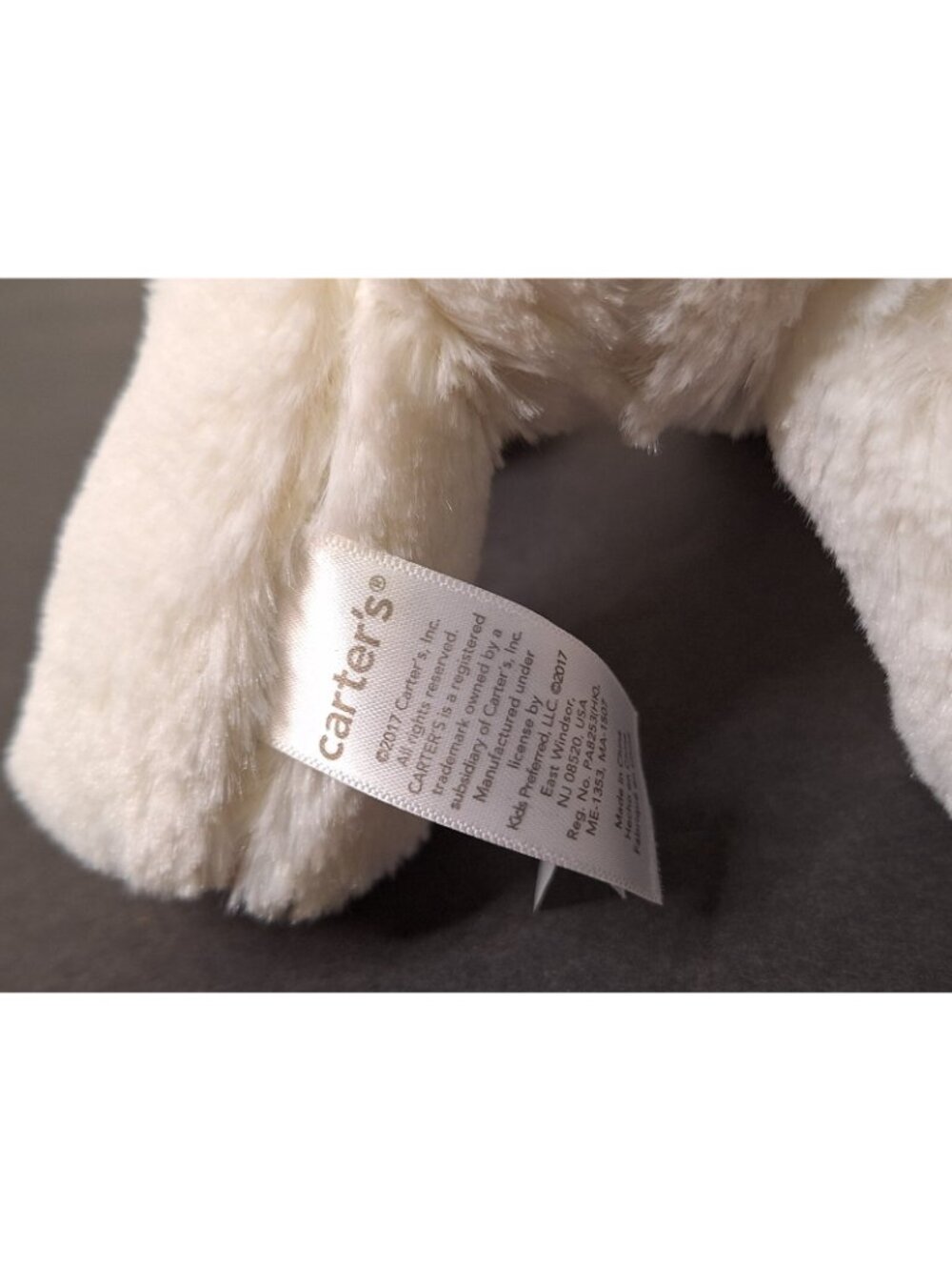 Carters Bunny Rabbit Plush White Grey Spotted Pink Nose Stuffed Animal - Picture 3 of 7